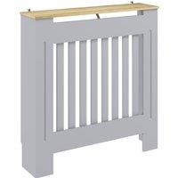 HOMCOM Heater Cover, Radiator Cover Slatted Painted MDF Lined Grill Grey, 78L x 19W x 81H cm
