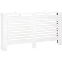 HOMCOM MDF White Painted Radiator Cover Slatted Cabinet Shelving Display Horizontal Style Modern Piece 172L x 19W x 81H cm