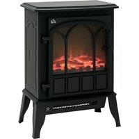 HOMCOM Freestanding Electric Fireplace Heater, 1000W/2000W-Black