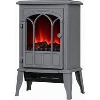 HOMCOM Freestanding Electric Fireplace, Electric Log Burner with LED Flame Effect, Overheating Safety System, 1000W/2000W Grey