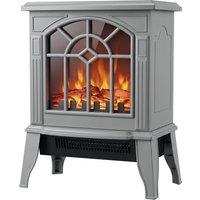 HOMCOM Freestanding Electric Fireplace, Electric Log Burner w/ LED Flame Effect, Overheating Safety System, 1000W/2000W, Grey