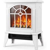 HOMCOM Freestanding Electric Fireplace, Electric Log Burner w/ LED Flame Effect, Overheating Safety System, 1000W/2000W, White