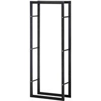 HOMCOM Metal Firewood Log Holder Tall Firewood Rack Indoor Outdoor Fireplace Wood Storage Shelf, Black, 60Wx25Dx150Hcm Aosom UK