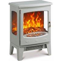 HOMCOM 900W/1800W Freestanding Electric Fireplace, Room Heater with Adjustable Artificial Flame, 3-Sided Tempered Glass, Grey