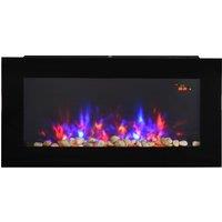 HOMCOM 1000W/2000W LED Electric Fireplace w/ Automatic Function Remote Faux Flame Wall Home Heater Backlight Timer Sleek Stylish