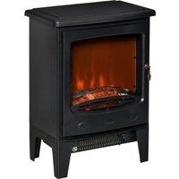 HOMCOM Electric Fireplace Stove, Free standing Fireplace Heater with Realistic Flame Effect, Overheat Safety Protection, 900W/1800W, Black