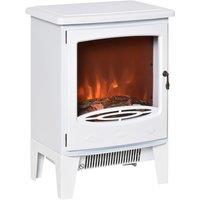 HOMCOM Electric Fireplace Stove, Free standing Fireplace Heater with Realistic Flame Effect, Overheat Safety Protection, 900W/1800W, White