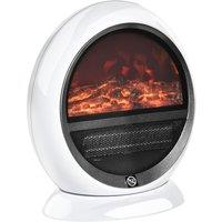 HOMCOM Free standing Electric Fireplace Heater with Realistic Flame Effect, Rotatable Head, Overheating Protection, 1500W, White