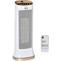 HOMCOM Ceramic Tower Heater 45 Oscillating Space Heater w/ Remote Control 8hr Timer Tip-Over Overheat Protection 1000W/2000W-White Aosom UK