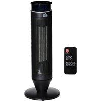 HOMCOM Tower Indoor Space Heater Electric Floor Heater w/ 2 Heat & Fan 1000W/2000W, Oscillation, Remote Control, Timer for Bathroom Aosom UK