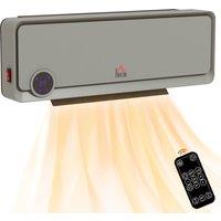 HOMCOM Wall Downflow Heater 2 Heat and Fan 1000W/2000W, Electric Space Heater with Timer Remote Oscillating, for Bedroom Home Office, Grey Aosom UK