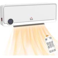 HOMCOM Wall Downflow Heater 2 Heat and Fan 1000W/2000W, Electric Space Heater with Timer Remote Oscillating, for Bedroom Home, White Aosom UK