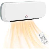 HOMCOM 2000W PTC Wall Mounted Heater, 10-49C Temperature Range with three Modes, Timer, White Aosom UK