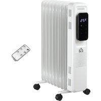 HOMCOM 2180W Oil Filled Radiator, 9 Fin, Portable Electric Heater w/ LED Display, 24H Timer, 3 Heat Settings, Thermostat, Remote Aosom UK