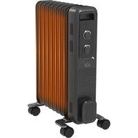 HOMCOM 2000W Oil Filled Radiator, 9 Fin, Portable Electric Heater with 3 Heat Settings, Safety Cut-Off and Wheels, Grey Aosom UK