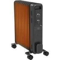 HOMCOM 2500W Oil Filled Radiator, 11 Fin, Portable Electric Heater with 3 Heat Settings, Safety Cut-Off and Wheels, Grey Aosom UK