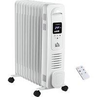 HOMCOM Oil Filled Electric Radiator, 2720W Portable Electric Heater with 11 Fin, LED Display, 3 Heat Settings, Safety Cut-Off, White Aosom UK