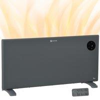 HOMCOM 2000W Space Heater, Freestanding or Wall Mounted, Electric Convector Heater with Adjustable Thermostat, Timer, Grey