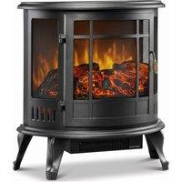 HOMCOM Electric Fireplace Stove, Freestanding Electric Fire Heater with Realistic LED Flame, 2000W, Black