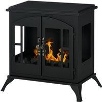 HOMCOM Freestanding Ethanol Fireplace Stove, Bioethanol Fire with Stainless Steel Flame Snuffer, 0.9L Tank, 3 Hours Burning Time for Indoor, Black