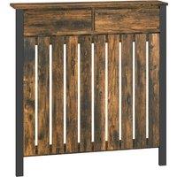 HOMCOM 93 x 88.5cm Rustic-Look Radiator Cover - Brown/Black Aosom UK