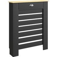 HOMCOM 95.5H x 78Wcm Radiator Cover, with Drawer - Black