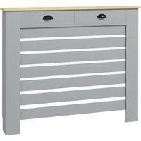 HOMCOM 95.5H x 111Wcm Radiator Cover, with Drawer - Grey Aosom UK