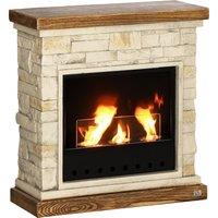 HOMCOM Gel and Ethanol Fireplace Stove, Modern Bioethanol Fire, Indoor Ethanol Burner with 1.2 Litres (39oz) Volume, Brown Brickwork Aosom UK