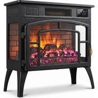 HOMCOM Smart Electric Fireplace Stove Log Burner, 3-Sided Glass WiFi Electric Fire Heater w/ 5-Colour Flame, Black