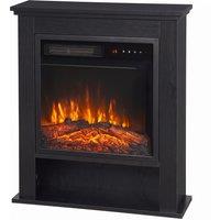 HOMCOM Electric Fireplace Suite with Shelf, 25 1800W Electric Fire and Surround with LED Flame, 5 Brightness, Remote, Black