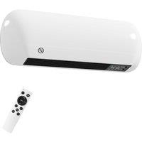 HOMCOM 2000W Ceramic Electric Heater with Fan, Adjustable Thermostat, Wall Mounted - White