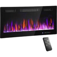 HOMCOM 36" Ultra-Slim Electric Fireplace, Wall Mounted and Recessed, 900W/1800W
