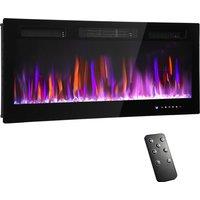 HOMCOM 42" Ultra-Slim Electric Fireplace, Wall Mounted and Recessed, 900W/1800W