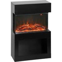 HOMCOM Electric Fireplace with 3D Flame Effect, 6 Colours & 3 Brightness Levels, 1000W/2000W Black Electric Fire and Mantel Reach up to 30㎡ Space with Remote & Timer, 3 Sided View for Living Room