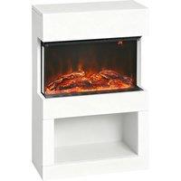 HOMCOM Electric Fireplace with 3D Flame Effect, 6 Colours & 3 Brightness Levels, 1000W/2000W White Electric Fire and Mantel Reach up to 30㎡ Space with Remote & Timer, 3 Sided View for Living Room