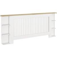 HOMCOM Radiator Cover with Open Storage Shelves, Vertical Slatted Cabinet Shelf Heater Cover for Living Room, Hallway, Extra Large, White (H: 83 / W: 191 / D: 19 cm)