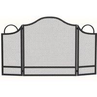 HOMCOM Floral 3-Panel Folding Fireplace Screen for Hearth Protection, Heat-Resistant Metal Fire Spark Guard, Black