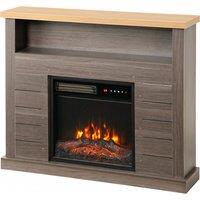 HOMCOM Electric Fireplace Suite, 1800W Electric Fire and Surround with LED Flame, Remote, Thermostat Overheat Protection