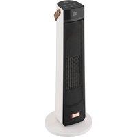 HOMCOM Portable Space Heater with Realistic Flame Effect, 2000W Ceramic Heater with Eco Mode, Adjustable Thermostat, Remote