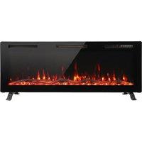 HOMCOM 3 IN 1 Slim Electric Fire, Wall Mounted/Recessed/Freestanding, Electric Fireplace with 12 Flame Colours, 5 Brightness