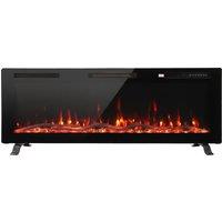 HOMCOM 3 IN 1 Slim Electric Fire, Wall Mounted/Recessed/Freestanding, Electric Fireplace with 12 Flame Colours, 5 Brightness
