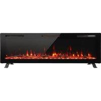 HOMCOM 3 IN 1 Slim Electric Fire, Wall Mounted/Recessed/Freestanding, Electric Fireplace with 12 Flame Colours, 5 Brightness