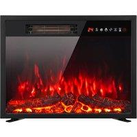HOMCOM Electric Fireplace Insert, Recessed Electric Fire with Adjustable Flame Effect, Timer, Remote, 750W/1500W, Black