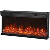 HOMCOM 40 Electric Fireplace Insert, 3-Sided Freestanding/Wall Recessed Electric Fire Heater with Adjustable Flame, 1800W