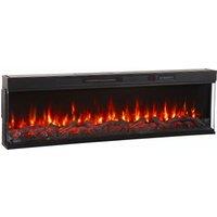 HOMCOM 60 Electric Fireplace Insert, 3-Sided Freestanding/Wall Recessed Electric Fire Heater with Adjustable Flame, 1800W