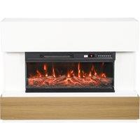 HOMCOM 3-Sided Electric Fireplace Insert, Freestanding, Wall Recessed Electric Fire Heater with Adjustable Flame, 900W/1800W