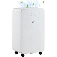 HOMCOM 10L/Day Quiet Low-Energy Dehumidifier, with 24H Timer, 5 Modes, Filtration System, for Home Laundry, White Aosom UK