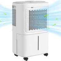 HOMCOM 12L/Day Air Purifier Dehumidifier with Continuous Drainage, 1.6L Water Tank, Digital Humidity Display, Humidity Light, Bedroom Aosom UK