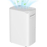 HOMCOM Dehumidifier And Air Purifier 20L/Day w/ Continuous Drainage, 2.5L Water Tank, 24H Timer, Digital Humidity Display Aosom UK