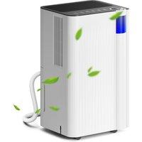 HOMCOM 12L/Day Quiet Dehumidifier with Continuous Drainage, 2L Water Tank, 24H Timer, Digital Humidity Display, Filter, Auto Defrost, for Home Laundry, White Aosom UK